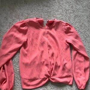 Nine West Coral Twist-Front Long Sleeve Blouse – XS